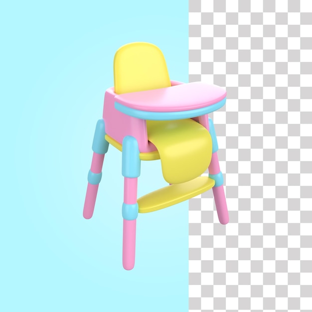 PSD ilustración de silla de comedor para bebé 3d