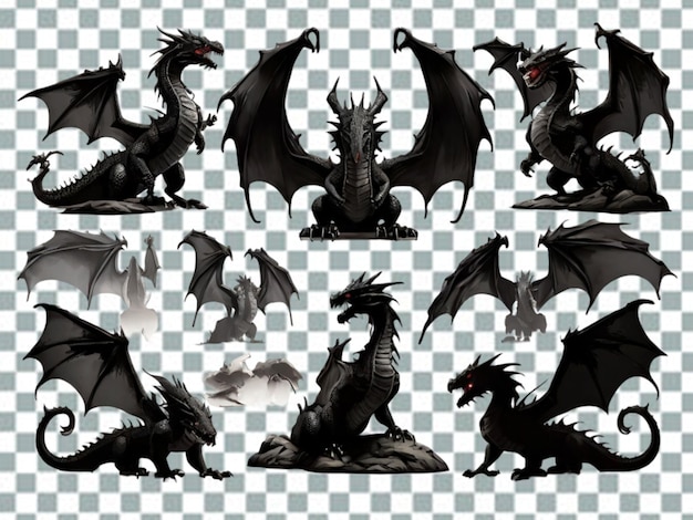 PSD ilustración de la silueta del dragón plano