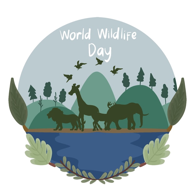 Ilustración simple del día mundial de la vida silvestre