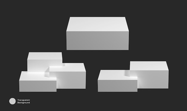 Ilustración simple de podio de cubo minimalista 3d