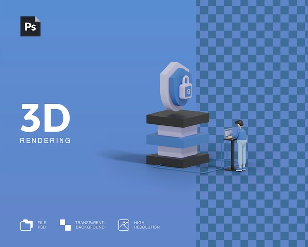 Ilustración del sistema de seguridad 3d