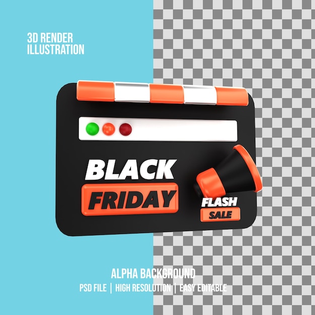 PSD ilustración del sitio web del viernes negro de renderizado 3d