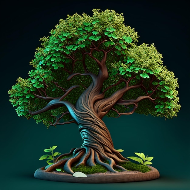 PSD ilustración de un solo árbol 3d