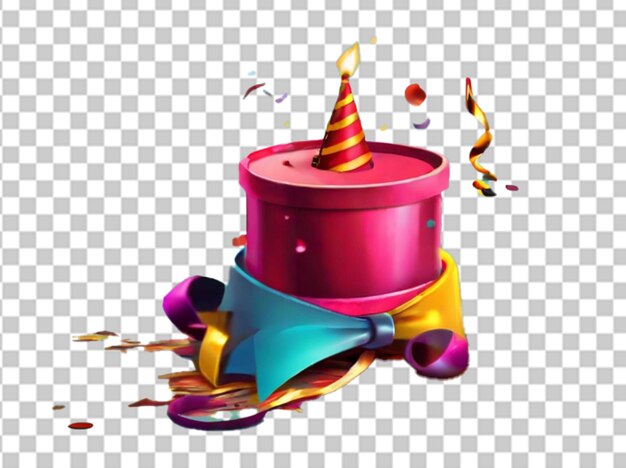 PSD ilustración de un sombrero de fiesta con puntos y un globo