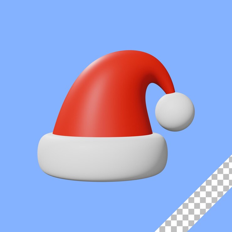 PSD ilustración de sombrero de papá noel de navidad 3d con fondo transparente