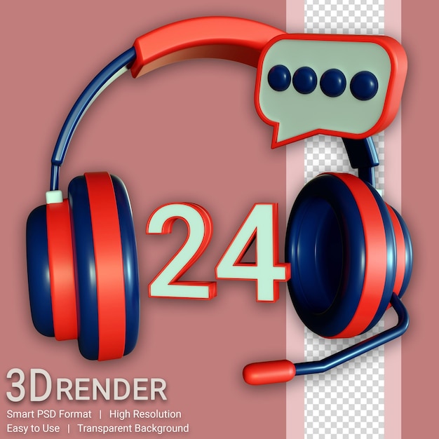 Ilustración de soporte de servicio al cliente 3D aislado fondo transparente
