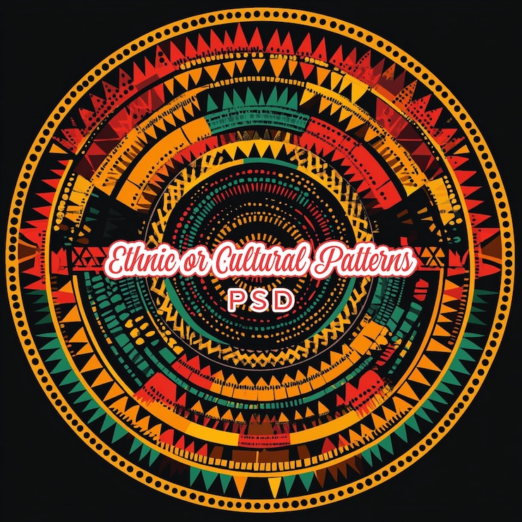 PSD ilustración de stock de patrón en un fondo oscuro ilustración vectorial ornamento étnico africano