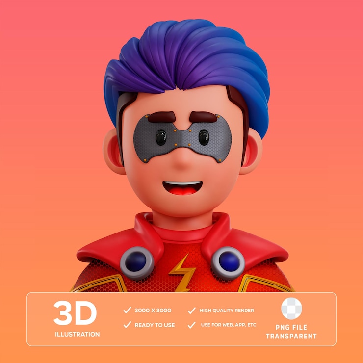 PSD ilustración de superhéroes en 3d para psd