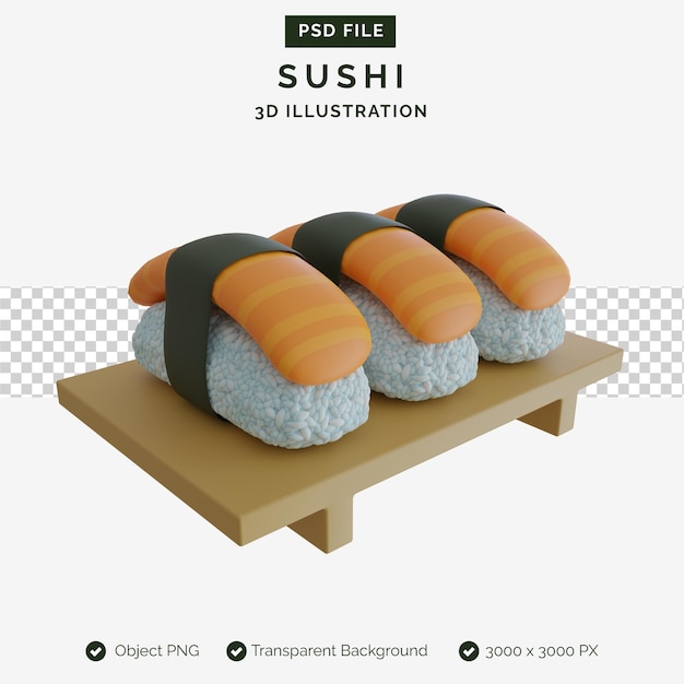 Ilustración de sushi en 3D