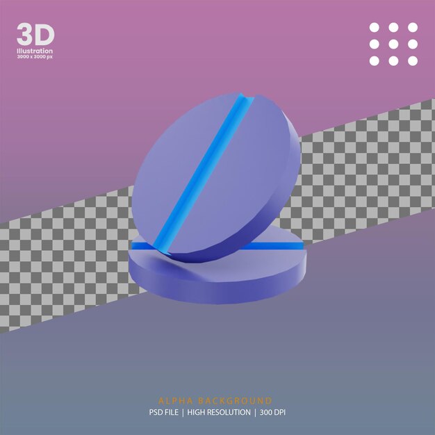 Ilustración de tableta de medicina de procesamiento 3D
