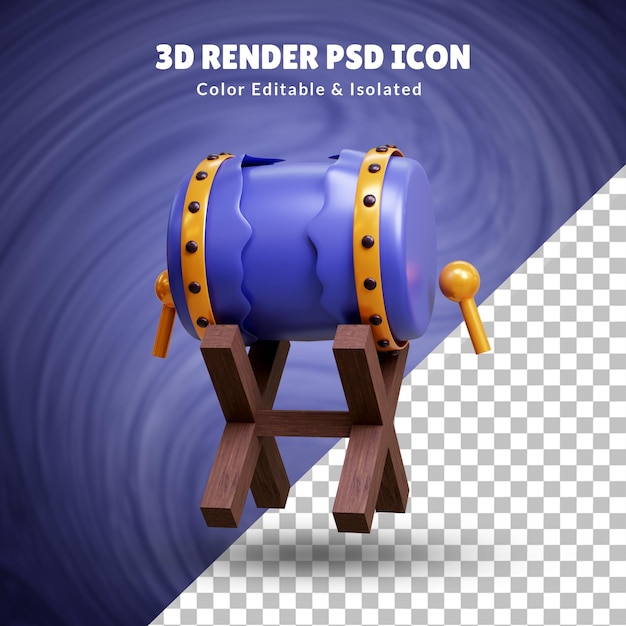 PSD ilustración de tambor islámico 3d o ilustración de objeto de tambor ramadán 3d