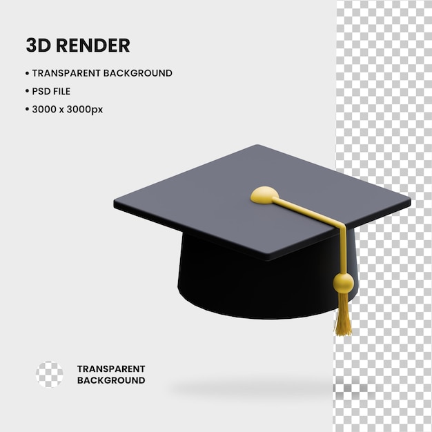 Ilustración de la tapa de graduación en 3D