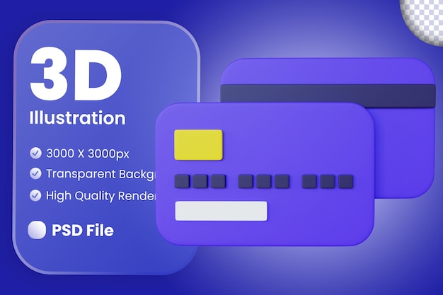 Ilustración de tarjeta de crédito 3d