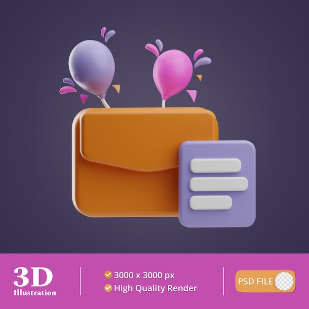 Ilustración de la tarjeta de cumpleaños 3d