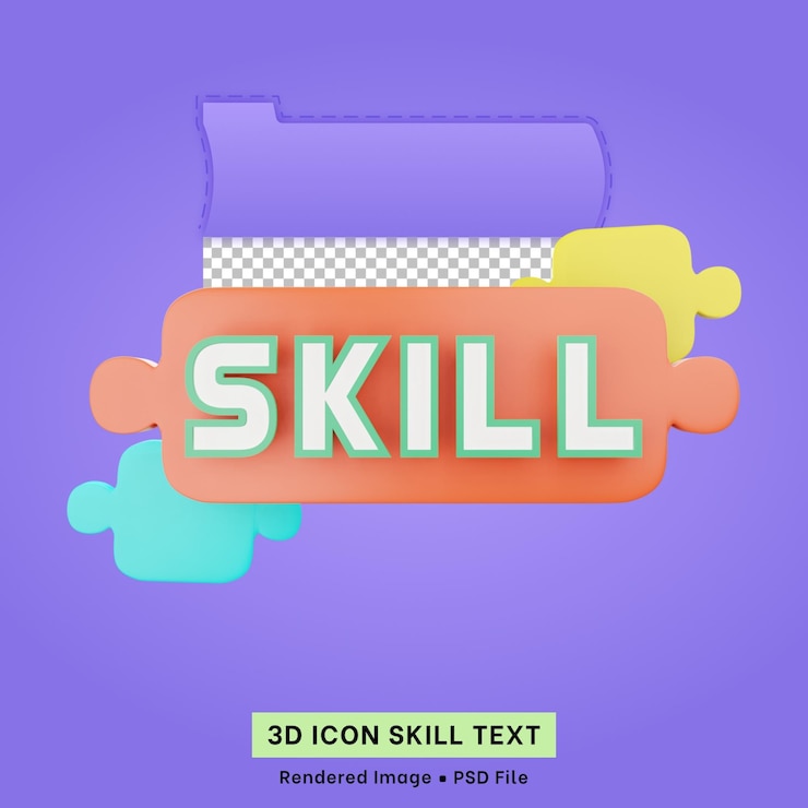 PSD ilustración de texto de habilidad 3d