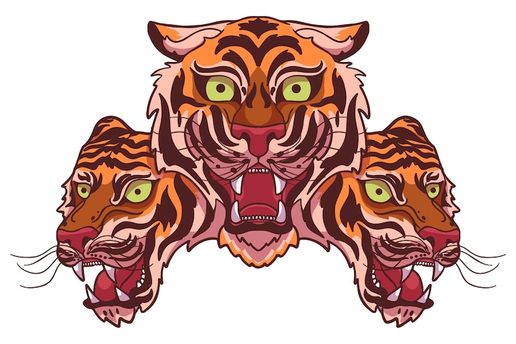 PSD ilustración de tigre dibujada a mano