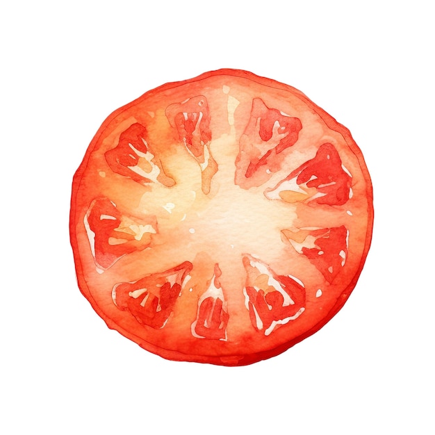 Ilustración de tomate de acuarela elemento de diseño de alimentos frescos dibujado a mano aislado sobre un fondo blanco