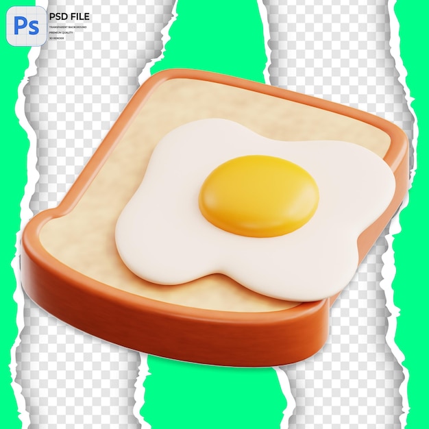 PSD ilustración de tostadas de huevos fritos en 3d render icon aislado png