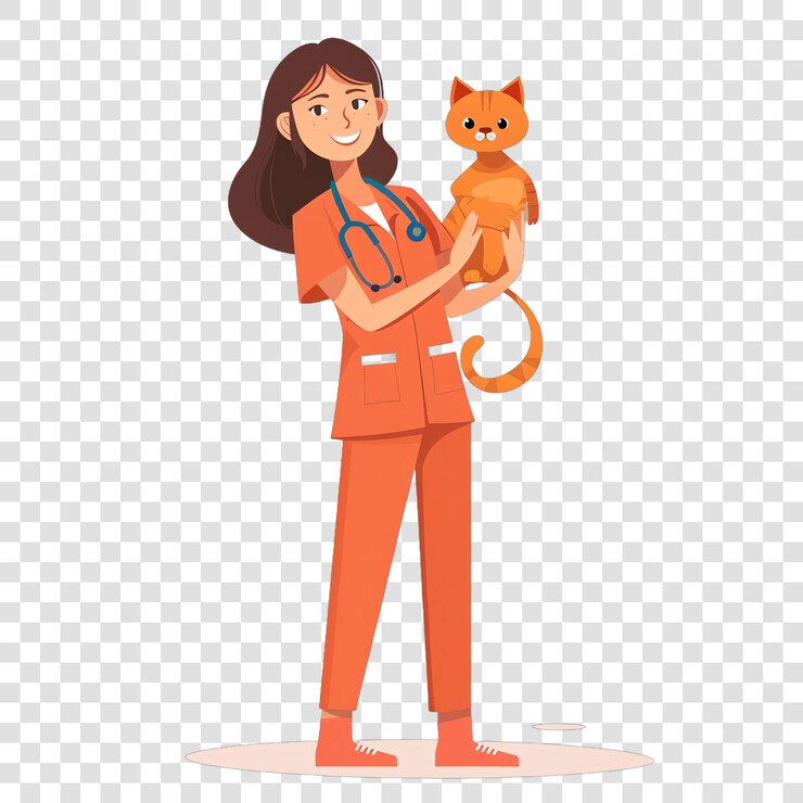 PSD ilustración de un trabajador de cuidado de animales aislado sobre un fondo transparente