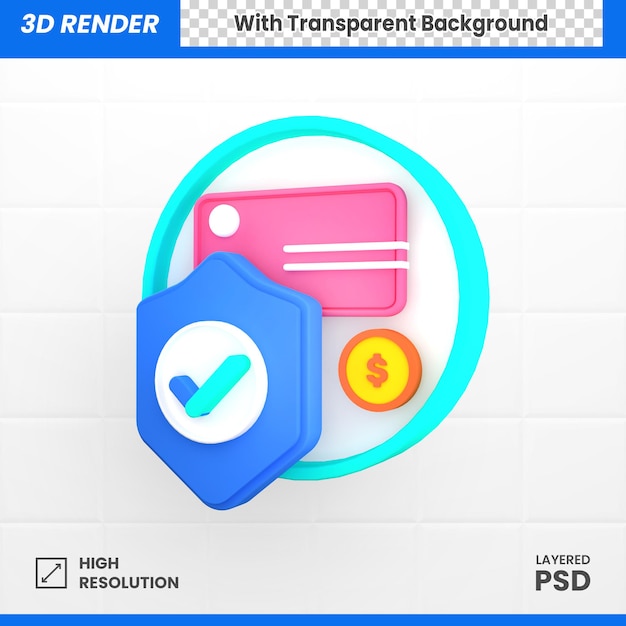 PSD ilustración de transacción de tarjeta de crédito segura de pago seguro 3d