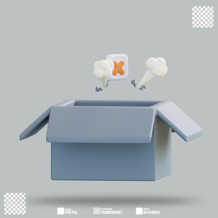 PSD ilustración tridimensional de la caja vacía 3