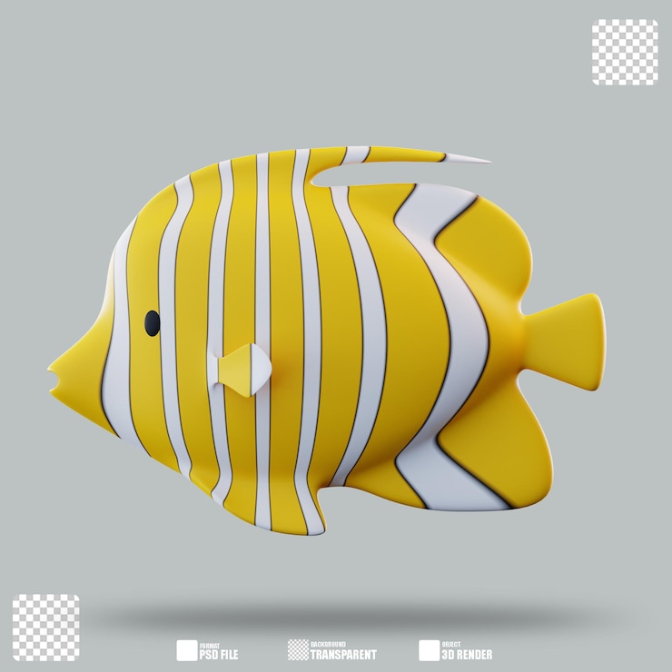 PSD ilustración tridimensional de los peces mariposa 2