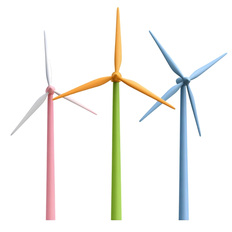 PSD ilustración de turbinas eólicas coloridas concepto de energía renovable para un desarrollo sostenible y respetuoso con el medio ambiente