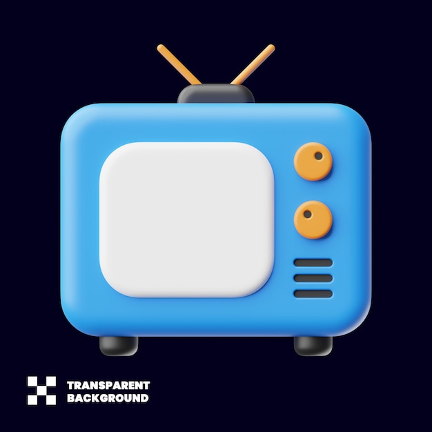 Ilustración de TV en renderizado 3D minimalista