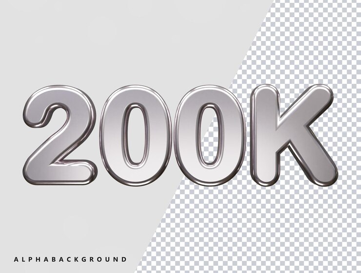 PSD ilustración de vector de efecto de texto de seguidor de 200k