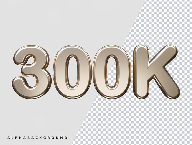 PSD ilustración de vector de efecto de texto de seguidor de 300k