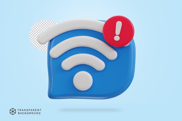 Ilustración de vector de icono de advertencia wifi 3d