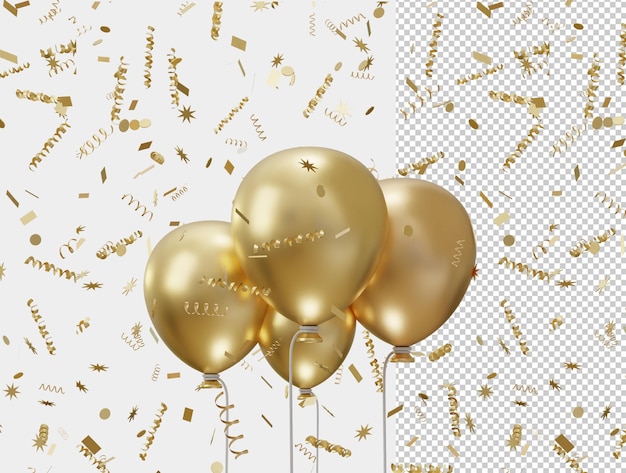 Ilustración de vector de icono de globo dorado 3d