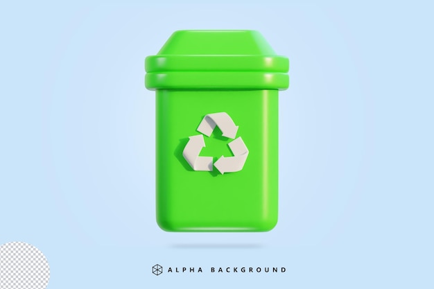 Ilustración de vector de icono de papelera y reciclaje 3d