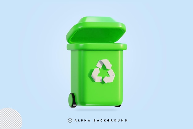 Ilustración de vector de icono de papelera y reciclaje 3d