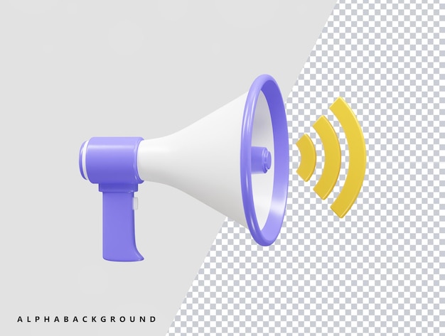 Ilustración de vector de representación 3d de icono de megáfono