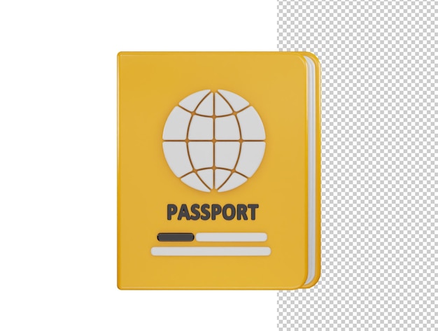 Ilustración de vector de representación 3d de icono de pasaporte
