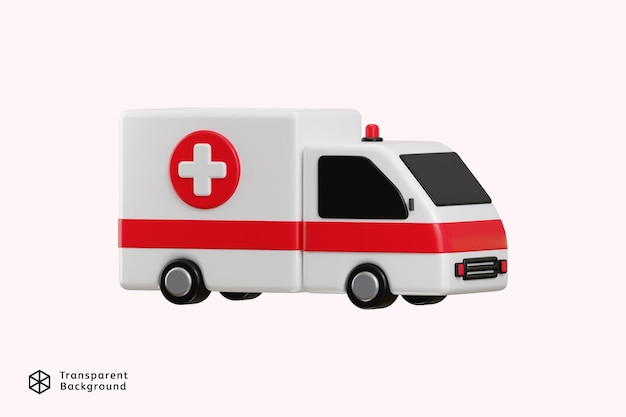 Ilustración vectorial 3D del icono del vehículo de ambulancia médica