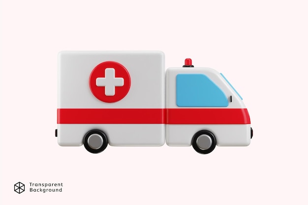 Ilustración vectorial 3D del icono del vehículo de ambulancia médica