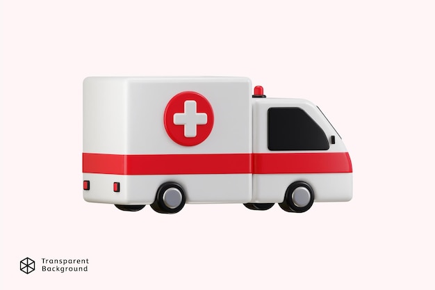 Ilustración vectorial 3D del icono del vehículo de ambulancia médica