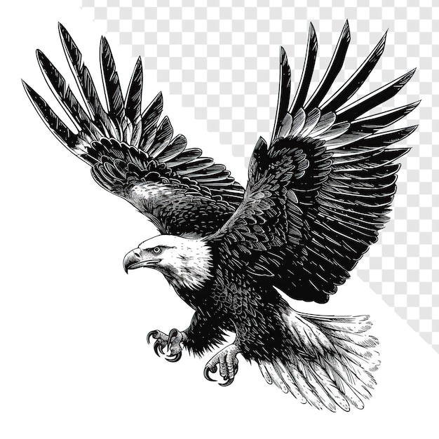 Ilustración vectorial de águila negra y blanca transparente