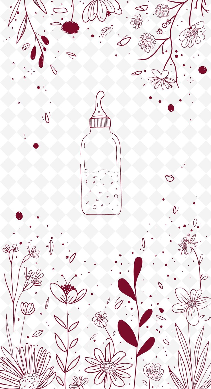 PSD ilustración vectorial de una botella con flores y hierbas de primavera