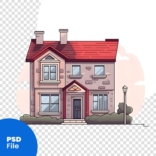 PSD ilustración vectorial de una casa con una chimenea plantilla psd de estilo de dibujos animados