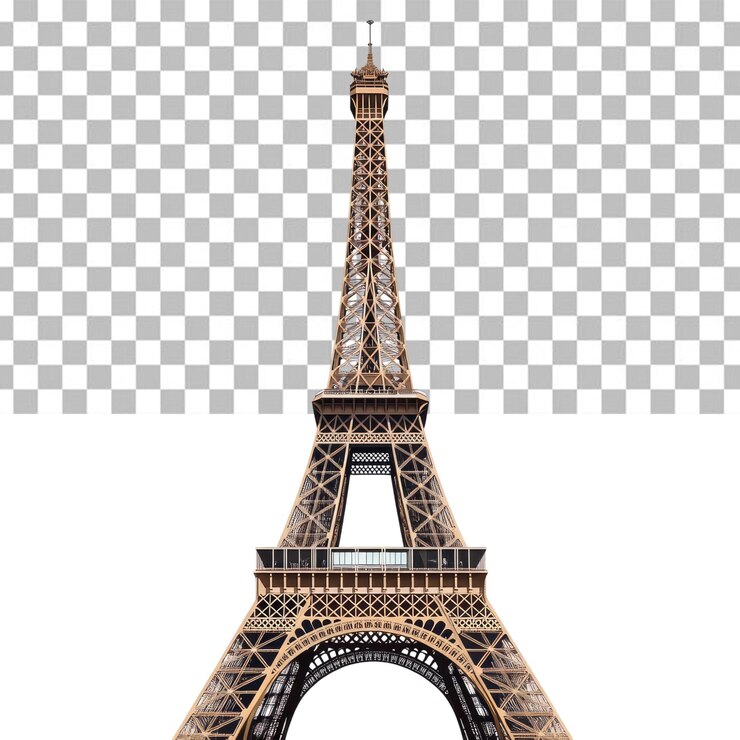 PSD ilustración vectorial de color marrón de la torre eiffel fondo blanco cuerpo completo vista frontal hig fondo alfa transparente png