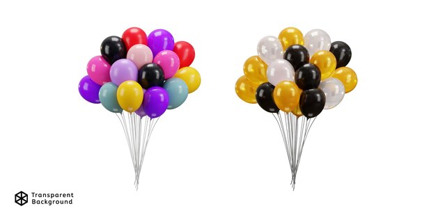 Ilustración vectorial del conjunto de iconos de globos coloridos en 3D