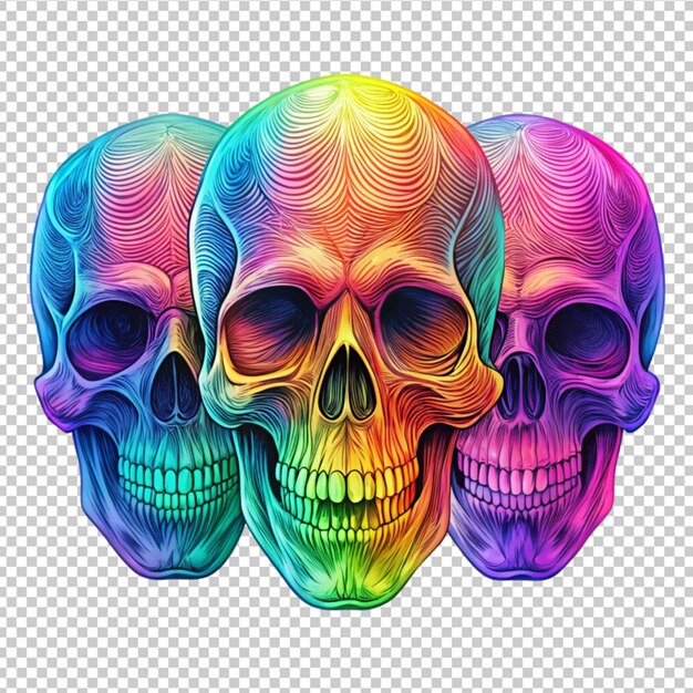 Ilustración vectorial de cráneo de gradiente psicodélico de colores