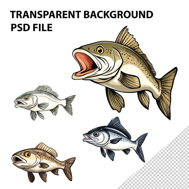 PSD ilustración vectorial de dibujos animados de bacalao con fondo blanco