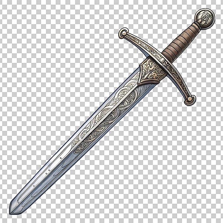 PSD ilustración vectorial de la espada de batalla medieval aislada sobre un fondo blanco