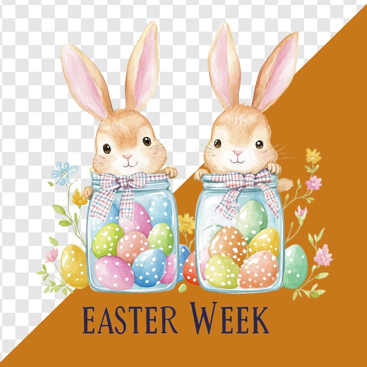 PSD ilustración vectorial de feliz fiesta de pascua con orejas de conejo de huevo pintado y flor en fondo colorido diseño internacional de celebración de primavera con tipografía para invitación de fiesta de tarjetas de felicitación