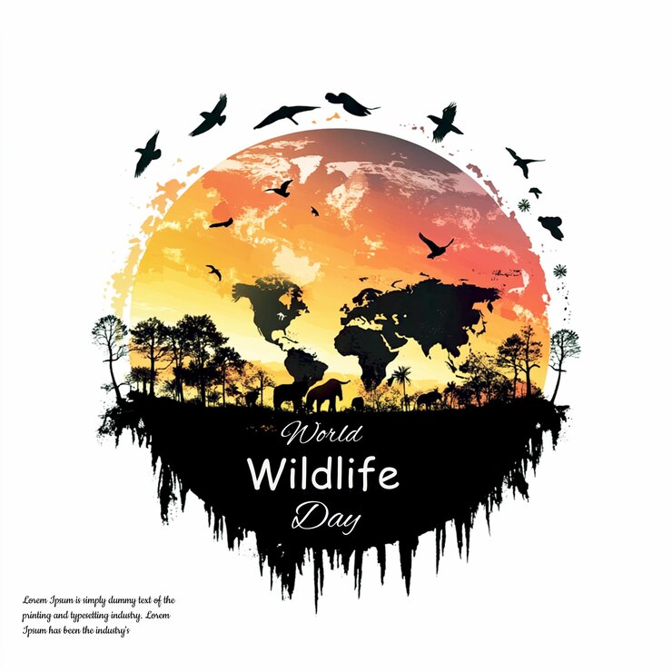 PSD ilustración vectorial de fondo del día mundial de la vida silvestre