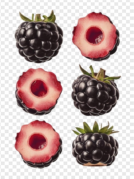 PSD una ilustración vectorial de una frambuesa negra y moras